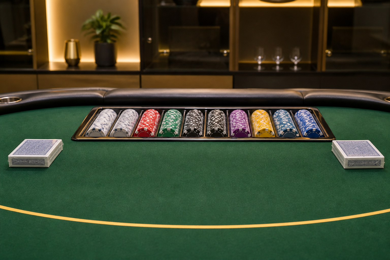 Table de casino en ligne avec cartes et jetons